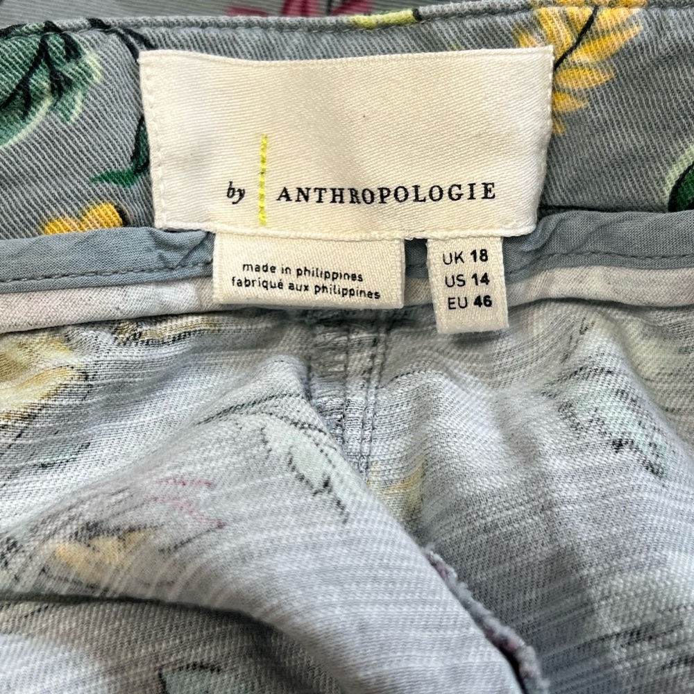 Anthropologie Victoria floral cargo pants blue botanical floral boho feminine - Picture 12 of 14